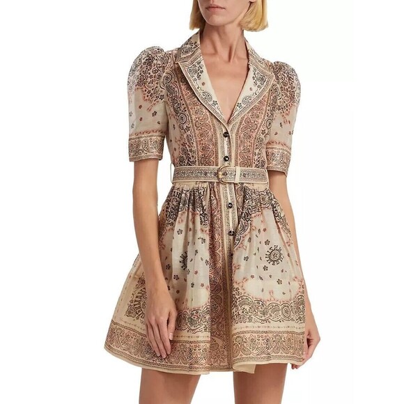ZIMMERMANN Dresses & Skirts - $1600 Zimmermann Womens Matchmaker Mini Shirt Dress Cream Bandana Size 3 / US 10